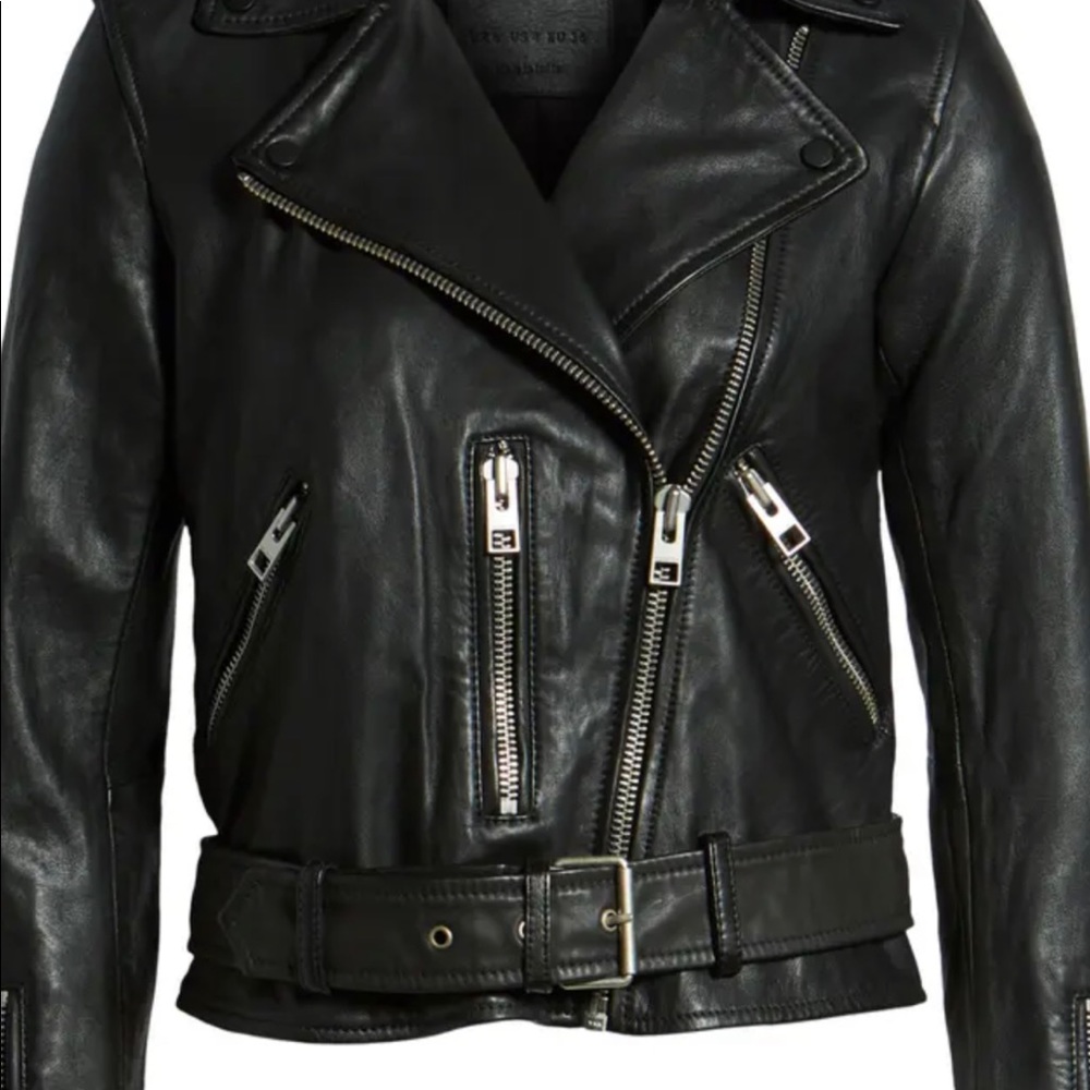 ❌SOLD❌All Saints Balfern Leather Jacket+Black+4 - Picture 5 of 9